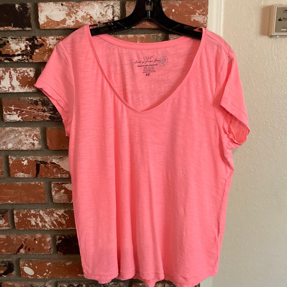 H&M Organic Cotton Relaxed Fit Orange Tee Large